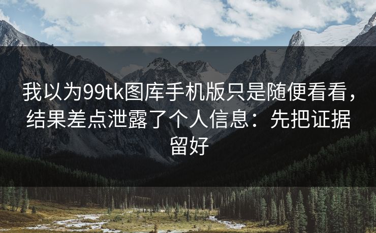 我以为99tk图库手机版只是随便看看，结果差点泄露了个人信息：先把证据留好